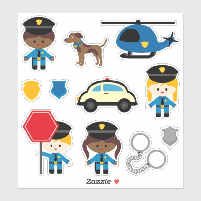 Sticker du policier pour enfants (Feuille)