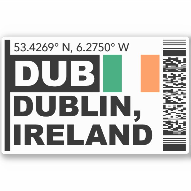 Sticker DUB Dublin Boarding Pass - Ireland Travel (Devant)