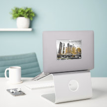Dubai Marina City UAE Skyline Vintage Panorama