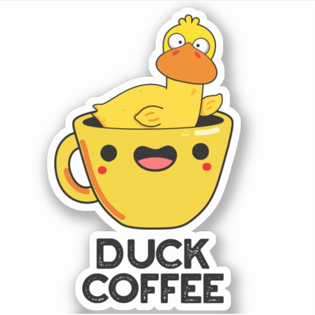 Sticker Duck Coffee Drôle Drink Pun (Devant)