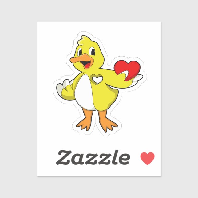 Sticker Duck with Heart (Feuille)