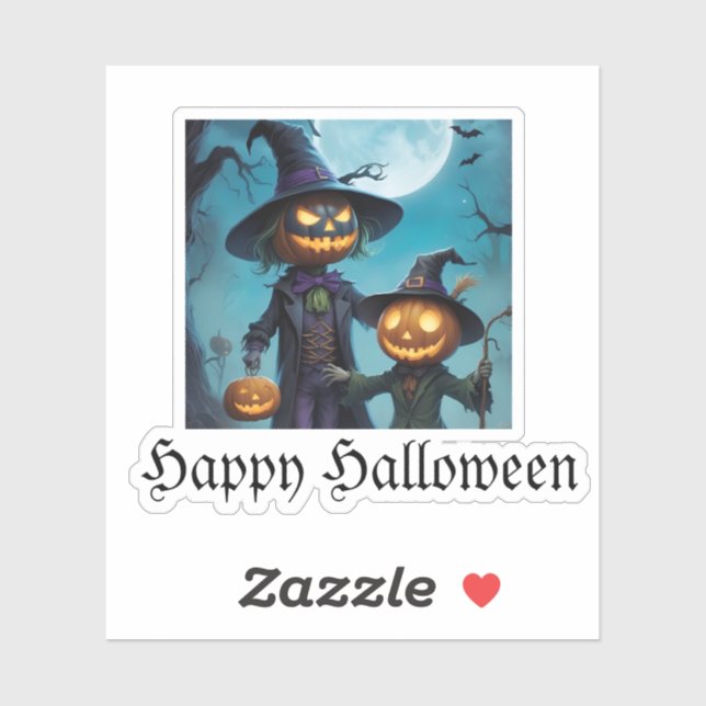 Sticker Duo Citrouille éffrayant d'Halloween (Feuille)