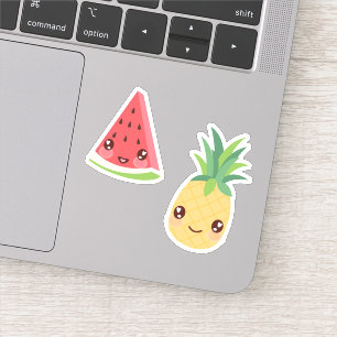 Sticker Duo de fruits tropicaux de Kawaii   Pâque et anana