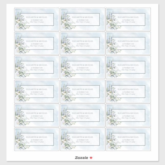 Sticker Dusty Blue Botanical Greenery 18 Adresse du client (Feuille)