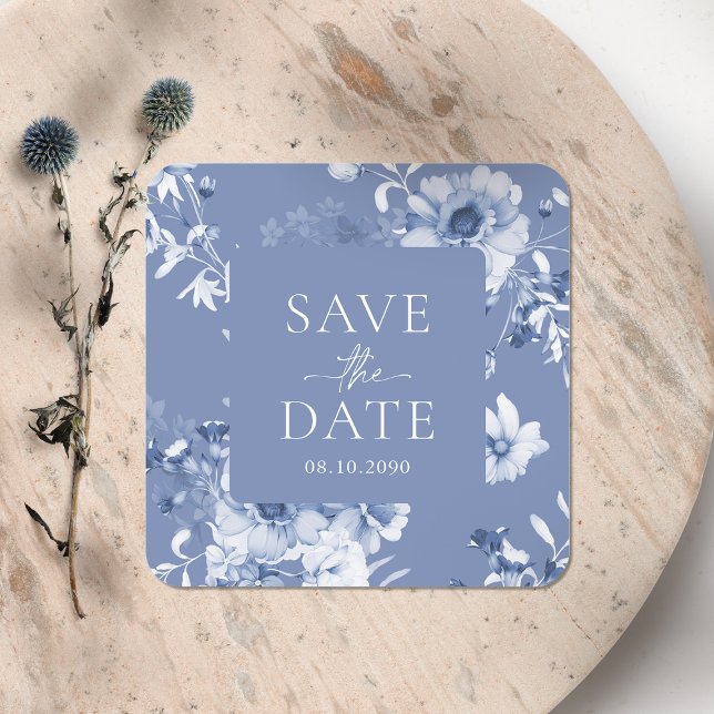 Sticker Dusty Blue Floral "Save the Date" (Créateur téléchargé)