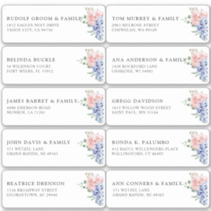 Sticker Dusty Blue Pastel hydrangea Nom d'hôte Adresse