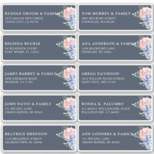 Sticker Dusty Blue Pastel hydrangea Nom d'hôte Adresse