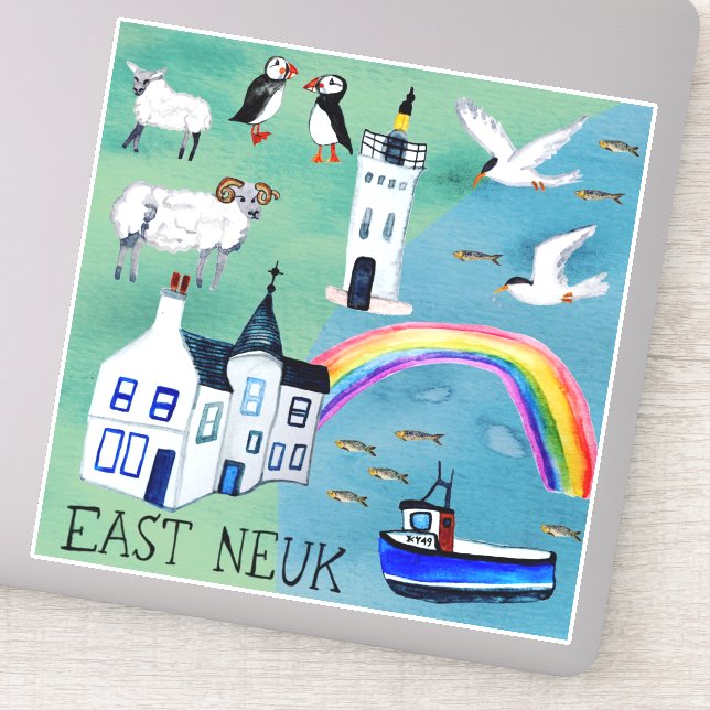 Sticker East Neuk Fife Coastal Path Scotland Art (Détail)