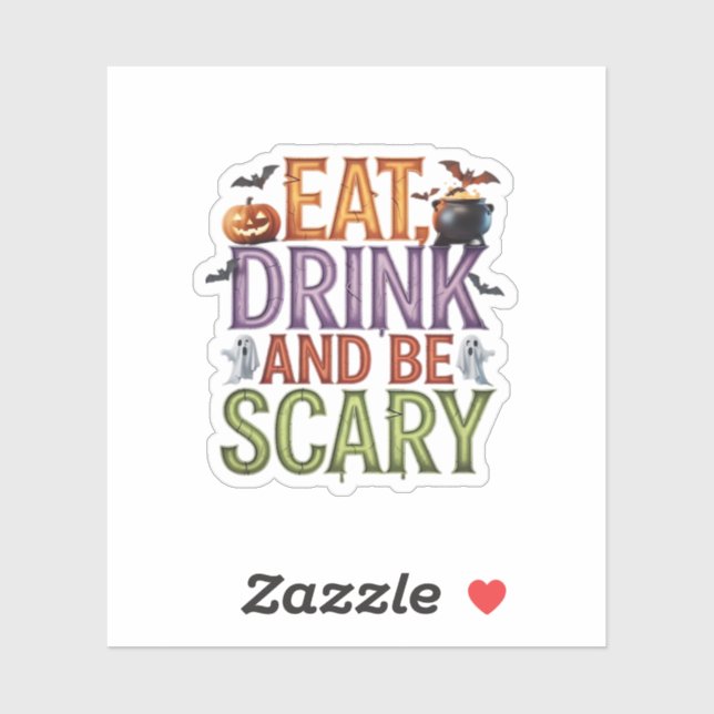 Sticker Eat Drink And Be Scary Halloween Party Spooky Desi (Feuille)