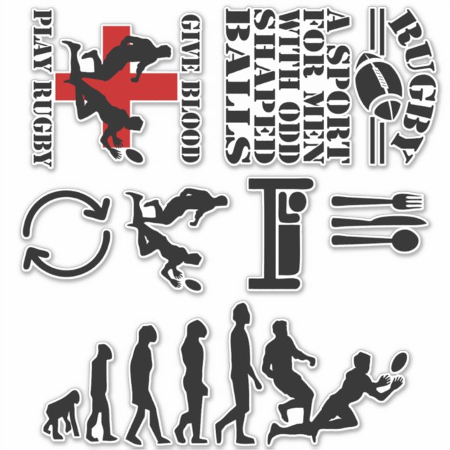 Sticker Eat Sleep Rugby Collection de répétitions (Devant)