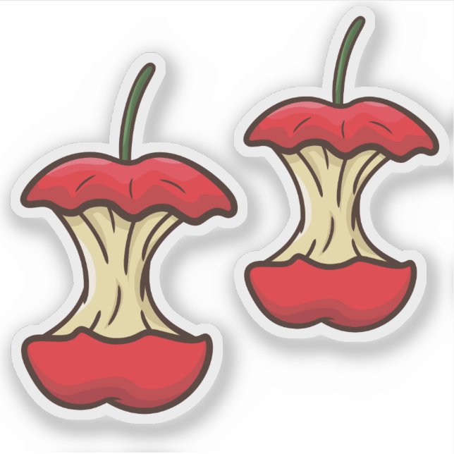 Sticker Eaten Apple Core style rétro des fruits amusants (Devant)