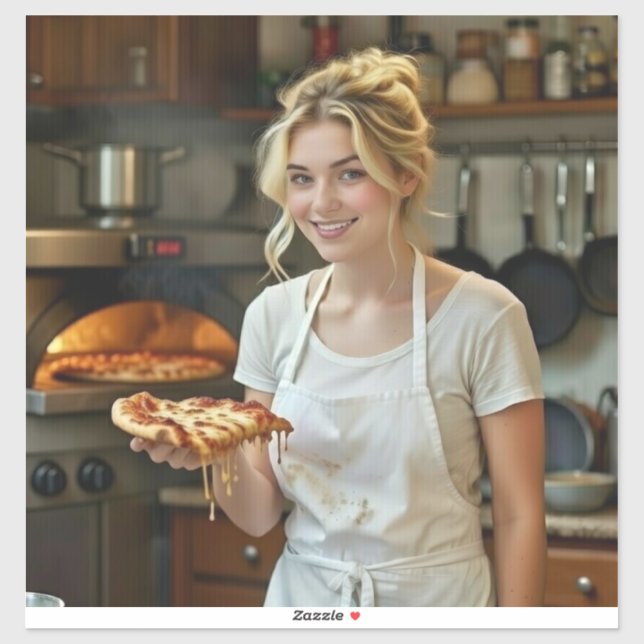 Sticker Eating Pizza Photo Personalize Customize (Feuille)