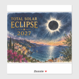 Sticker Éclipse solaire totale 2027 Méditerranée 
