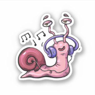 Sticker Écouter Un Escargot À La Musique Reggae