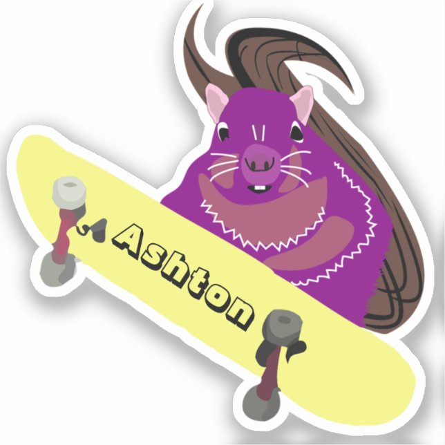 Sticker Écureuil coquin #953 Nom personnalisé Patinage (Recto)