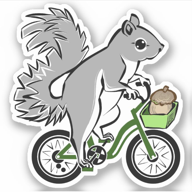 Sticker Écureuil Mignonne À Vélo (Devant)