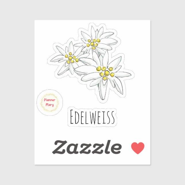 Sticker Edelweiss Fleur sauvage alpin dessiné à la main (Feuille)