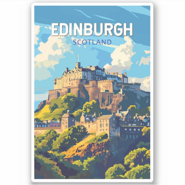 Sticker Edinburgh Scotland Travel Art Vintage (Devant)