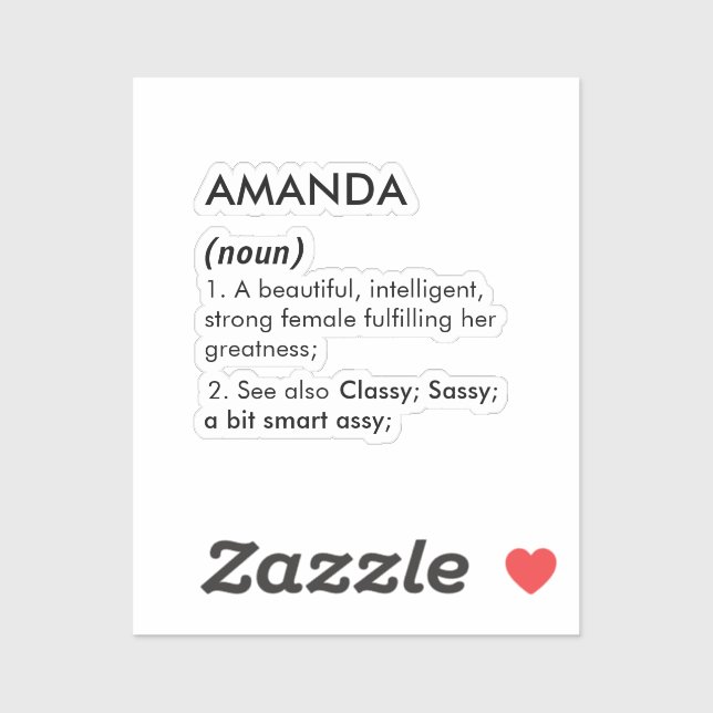 Sticker Editable Amanda name definition, custom name (Feuille)