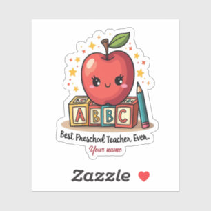 Sticker Editable Cute Teacher Apple Design