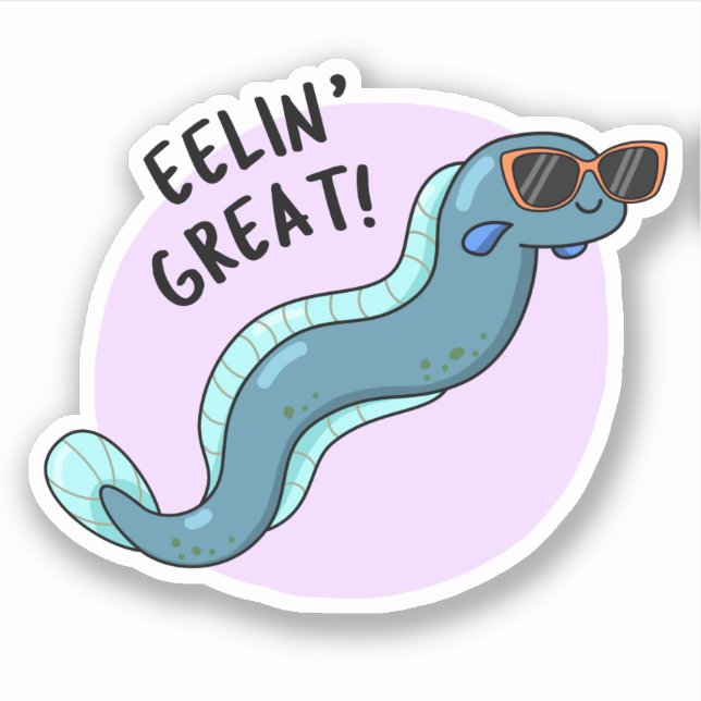 Sticker Eelin Great Funny Slippery Eel Pun (Devant)