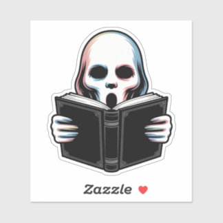 Sticker Eerie Ghost avec livre - Art d'Halloween Déplaisan