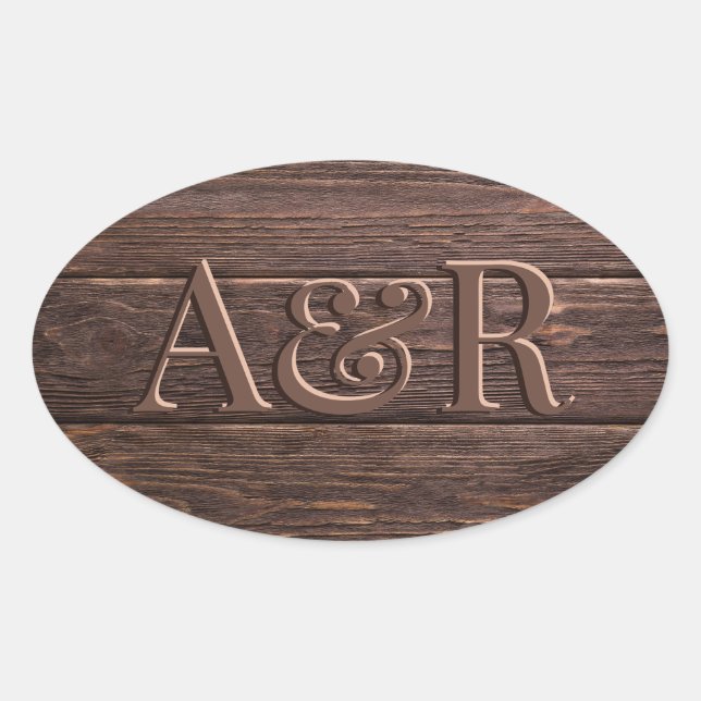 Sticker effet Bois foncé monogramme, (Devant)