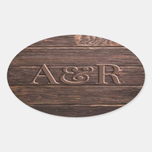 Sticker effet Bois foncé monogramme,