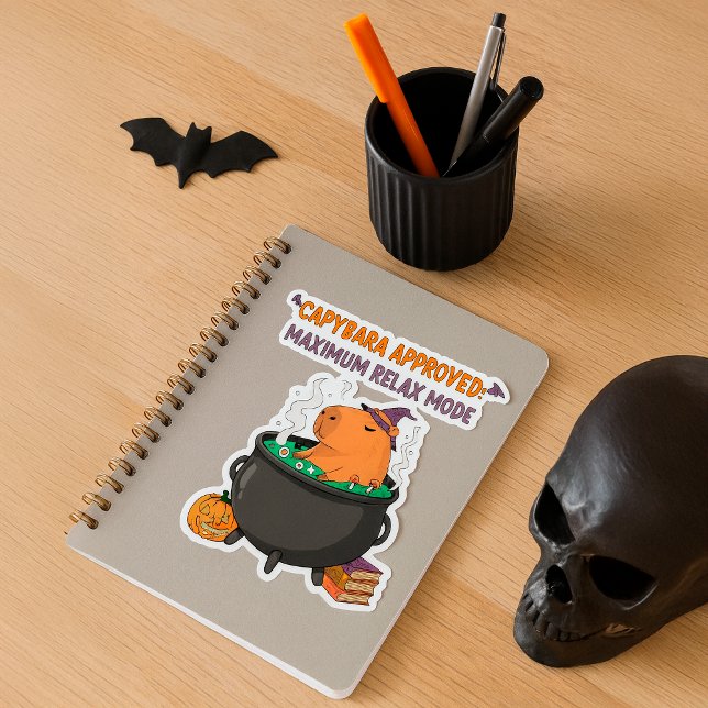 Sticker Éffrayant Capybara WIzard Witch Cauldron Halloween (Créateur téléchargé)