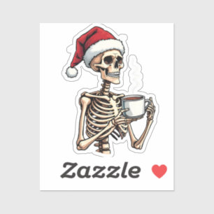 Sticker Éffrayant Halloween Sipping Café Noël Père Noël