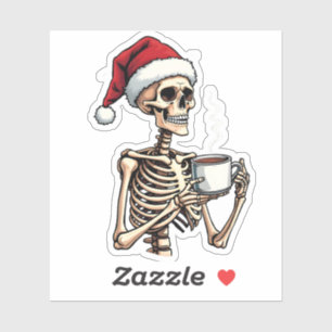Sticker Éffrayant Halloween Sipping Café Noël Père Noël