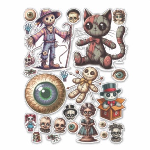 Sticker Éffrayant Halloween sombre horreur ARt Fiche colla