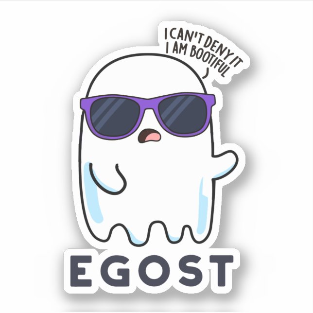 Sticker Egost Funny Halloween Ego Ghost Pun (Devant)