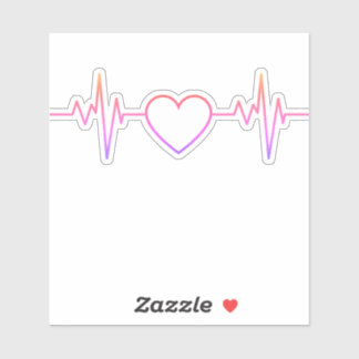 Sticker EKG Beat Coeur Rose