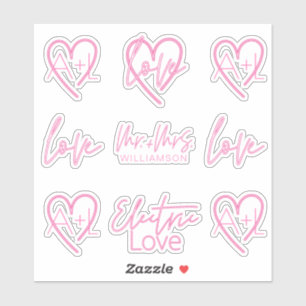 Sticker Electric Love Neon rose Retro Signalisation Monogr