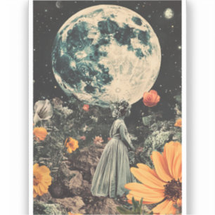 Sticker Élégance Lune - Femme avec Lune (3)