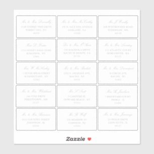 Sticker Elégant Argent & Mariage blanc Adresse individuell