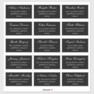 Sticker Elégant Black Mariage Guest Adresses individuelles
