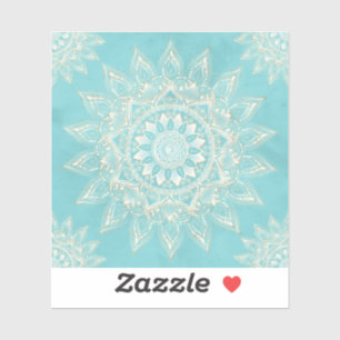 Sticker Elégant Blanc Gold Mandala Sky Blue Design