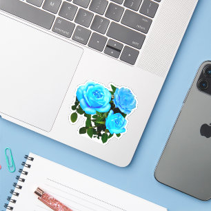 Sticker Elégant bleu turquoise rose bleu floral bleu fleur