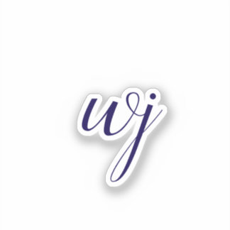 Sticker Elegant blue custom lettering initials
