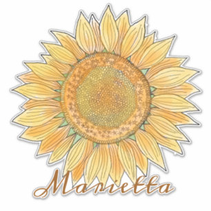 Sticker Elégant Boho Watercolor Sunflower Art personnalisé