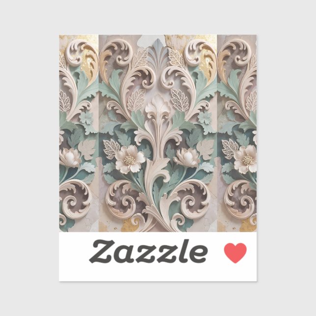 Sticker Elegant Carved Floral Baroque Design (Feuille)