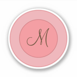 Sticker Élégant corail rose Monogramme moderne