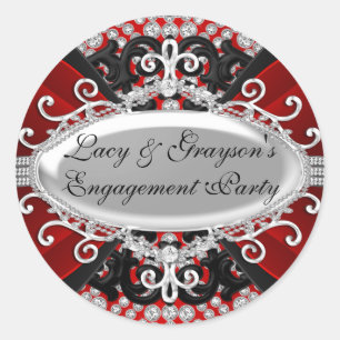Sticker élégant Diamond Red Engagement Party