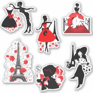 Sticker élégant élégant élégant belle silhouettes de mode