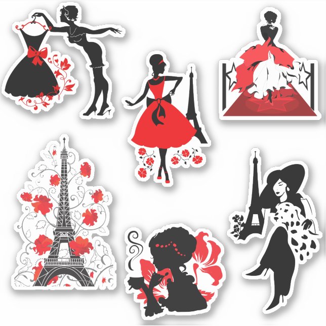 Sticker élégant élégant élégant belle silhouettes de mode (Devant)