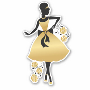 Sticker élégant élégant élégant belle silhouettes de mode
