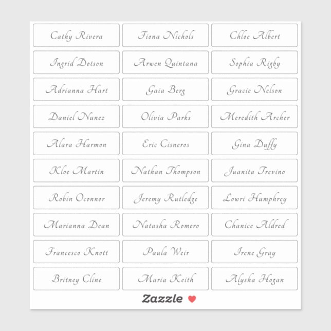 Sticker Élégant et transparent nom d'invité traditionnel (Feuille)