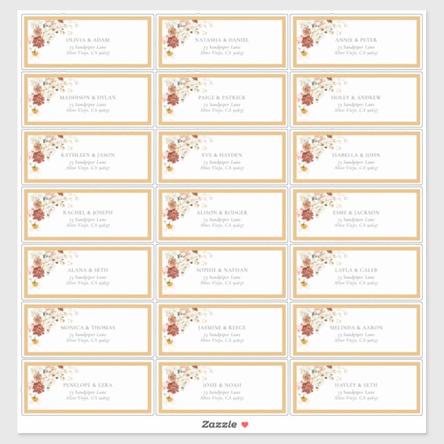 Sticker Elegant Fleur sauvage Jaune Aquarelle Adresse d'in (Feuille)